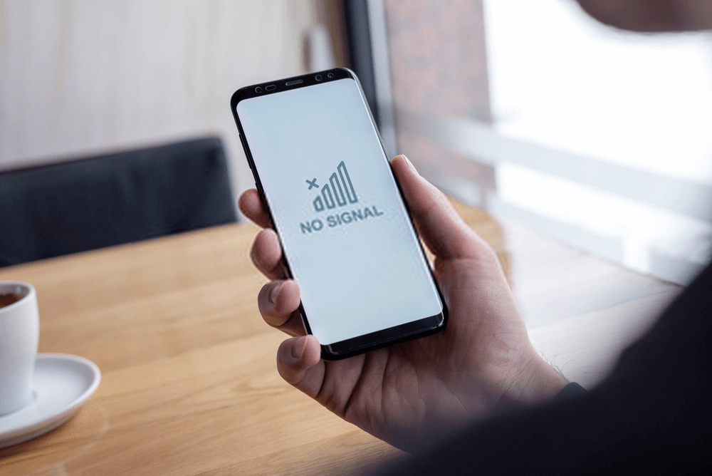 a phone with no wifi signal showing dead spot of location.