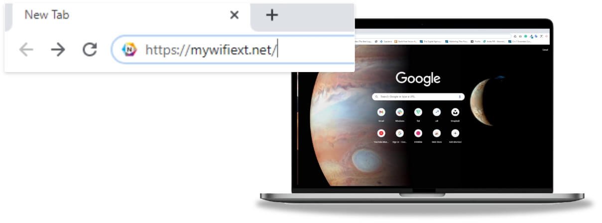 enter mywfiext.net in browser URL