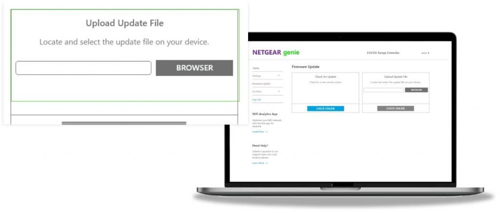 uploading AC1200 Firmware update file
